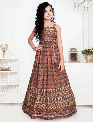 Amazing brown cotton silk gown for wedding event