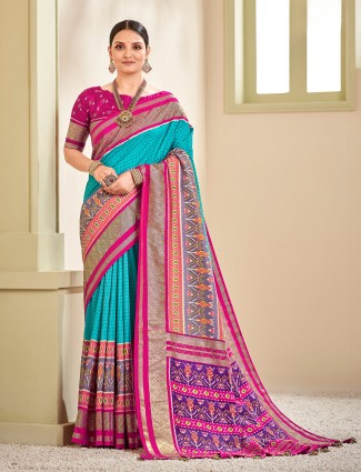 Aqua extravagant patola silk saree for wedding look