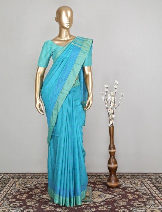 Aqua festive occasions cotton silk saree for women