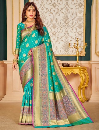 Aqua innovative wedding functions saree in banarasi silk