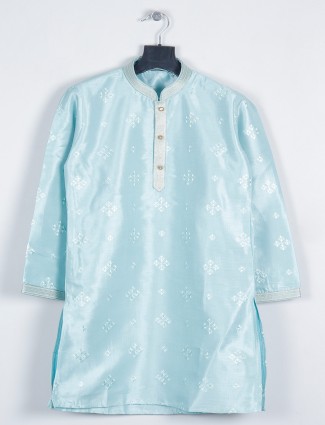 Aqua silk kurta suit for boys for festive