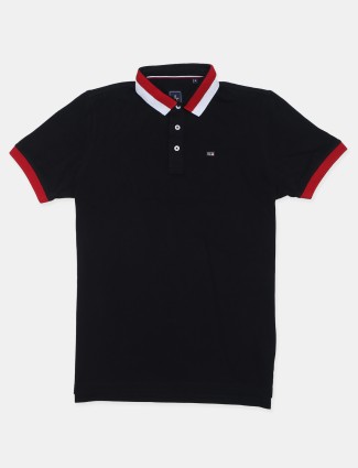 Arrow black solid polo t-shirt in cotton