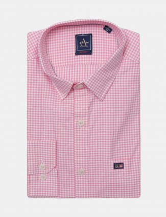 Arrow check pink formal wear shirt in slim fit