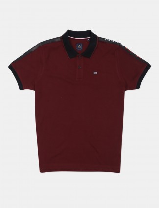 Arrow maroon solid T-shirt for mens