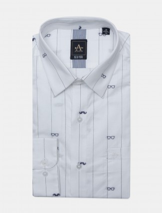 Arrow off white printed formal wear slim fit shirt