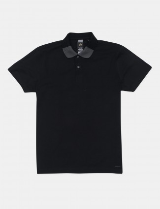 Arrow solid cotton black t-shirt for mens