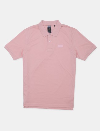 Arrow solid peach slim fit polo t-shirt