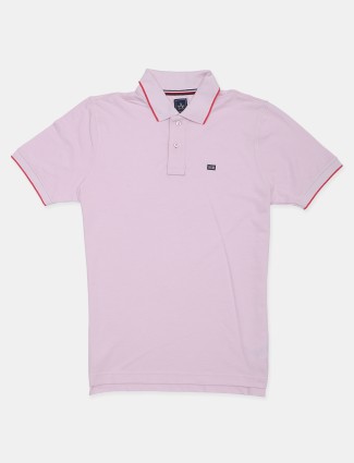 Arrow solid pink cotton polo t-shirt