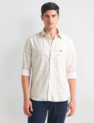 ARROW SPORT cream stripe shirt
