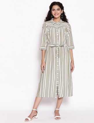 Aurelia alluring grey stripe cotton women casual wear kurti