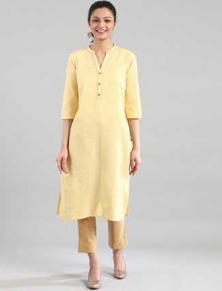 Aurelia Alluring yellow solid cotton women kurti