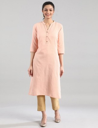 Aurelia solid peach cotton elegant casual wear kurti