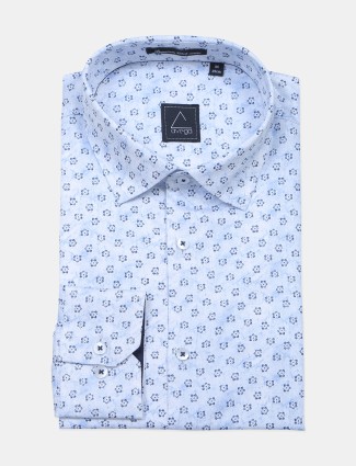 Avega blue printed pattern cotton formal shirt
