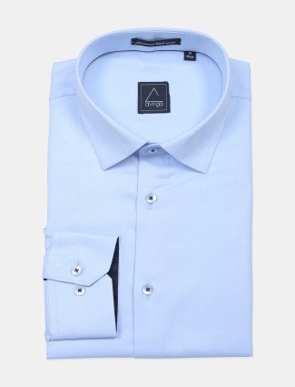 Avega blue textured pattern cotton shirt