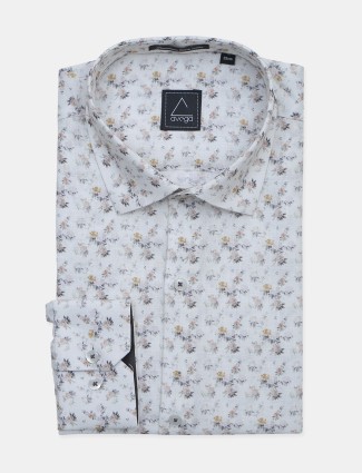 Avega cotton fabric off-white printed mens shirt