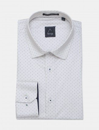 Avega cotton printed cream formal shirt for mens