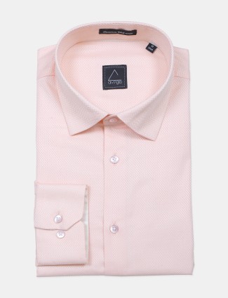 Avega cotton textured pink formal shirt for mens