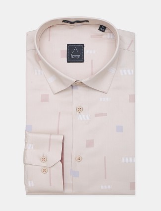 Avega cream color printed cotton shirt