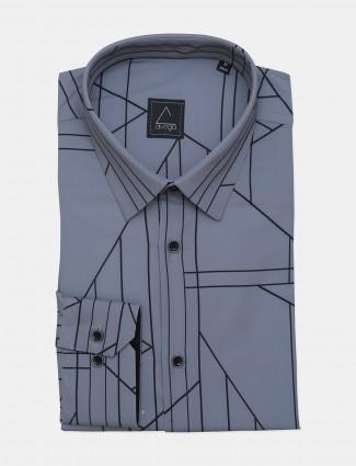 Avega grey color cotton fabric printed shirt