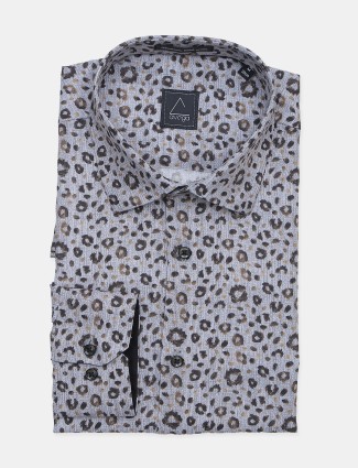Avega grey hued cotton printed style cotton shirt