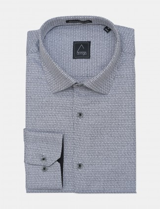 Avega grey printed slim fit cotton shirt