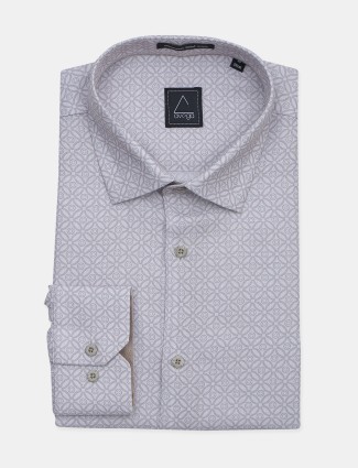 Avega light grey solid pattern cotton shirt