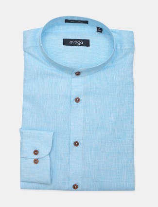 Avega linen fabric sky blue formal shirt for mens