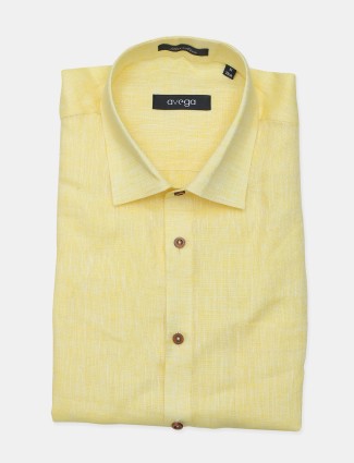 Avega presented solid yellow formal cotton shirt