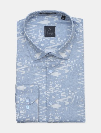 Avega printed sky blue cotton fabric shirt