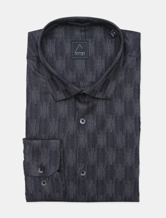 Avega printed black cotton formal shirt for mens