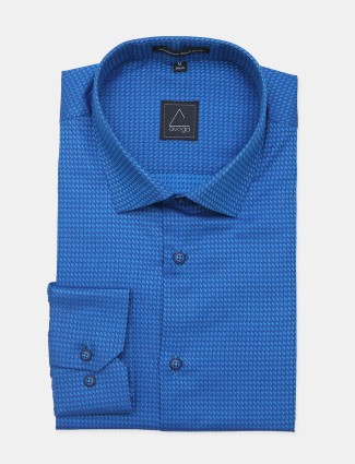 Avega printed blue cotton shirt for men