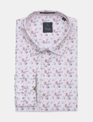 Avega printed light pink cotton shirt for mens