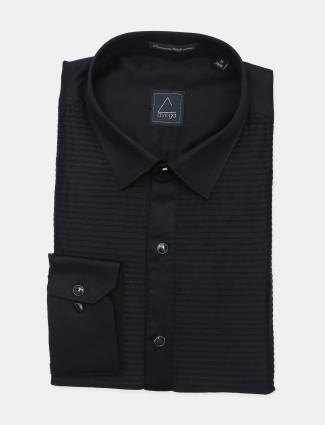 Avega solid black formal shirt for men