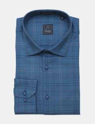 Avega teal blue checks pattern cotton shirt
