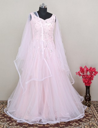 Baby pink net adorable gown for wedding look