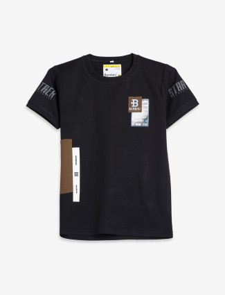 Bambini black printed cotton t-shirt