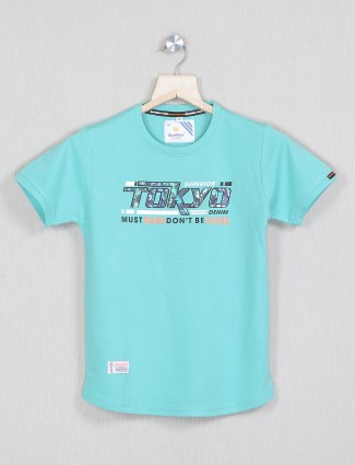 Bambini printed aqua casual cotton T shirt