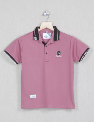 Bambini solid pink casual cotton T shirt