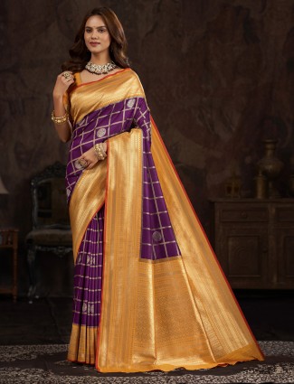 Banarasi purple silk saree for wedding
