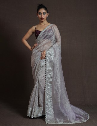 Beautiful lavender tissue silk saree