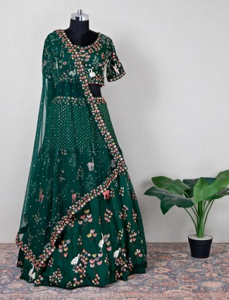 Beautiful wedding green silk lehenga choli