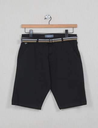 Bee Vee cotton black solid shorts