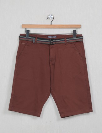 Bee Vee rust slim fit cotton shorts