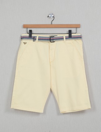 Bee Vee solid yellow cotton shorts