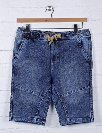 Beevee blue color denim solid shorts