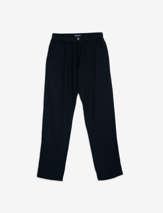 Beevee navy solid cotton track pant
