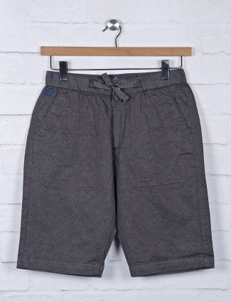 Beevee solid grey cotton fabric shorts