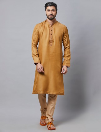 Gold festive wear kurta set in silk