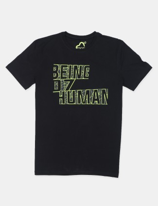 Being Human printed black mens t-shirt in cotton