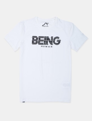 Being Human printed white cotton T-shirt for mens